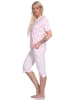NORMANN Kurzarm Schlafanzug Caprihose Herz - 78863 in rosa