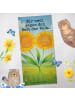 Mr. & Mrs. Panda Saunahandtuch Blume Sonnenblume Design mit Spruch in Blattgrün