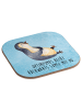 Mr. & Mrs. Panda Tassenuntersetzer Pinguin Lachen mit Spruch in Eisblau