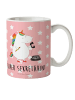Mr. & Mrs. Panda Kindertasse Einhorn Sekretärin mit Spruch in Rot Pastell