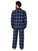 NORMANN Durchgeknöpfte Flanell Schlafanzug langarm Pyjama KaroMuster - 76516 in marine