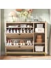 ABRIHOME Schuhschrank in Natur mit Klappdeckel Seitenschrank Metallgestell