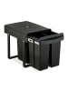relaxdays Einbaumülleimer in Schwarz - 1x 20 l + 2x 10 l