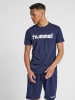 Hummel Logo T-Shirt Sport Kurzarm Rundhals Shirt aus Baumwolle HMLGO in Blau