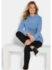 GOLDNER Kurzgröße:  Sweatshirt Langarm Ottoman-Design, Turtleneck in blau