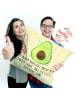 Mr. & Mrs. Panda Deko Kissen Avocado Glücklich mit Spruch in Gelb Pastell