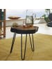 KADIMA DESIGN Beistelltisch Massivholz | Baumstammoptik, Metallbeine, Robust in Braun