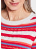 GOLDNER Kurzgröße:  Strickpullover Streifenpullover mit U-Boot-Ausschnitt in rot / weiß / gemustert