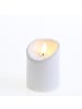 MARELIDA LED Kerze für Außen 3D Flamme flackernd D: 7,5cm H: 10cm in weiß