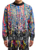Carlo Colucci Sweatshirt Alloverprint Rippkragen Langarm in Mehrfarbig
