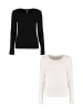 Hailys Shirt 2er-Set Langarm Rundhalsausschnitt Spitzendetails Top in Schwarz-Weiß