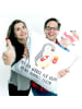 Mr. & Mrs. Panda 40x40 Kissen Pinguin Pommes mit Spruch in Weiß