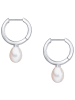 Lulu & Jane Diamant-Creolen Sterling Silber Diamant Süßwasser-Zuchtperle in silber