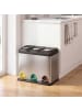 SONGMICS Mülleimer Island in Silbern-Schwarz - (B)28.3 x (H)39.5 x (T)47 cm - 3 x 8 L