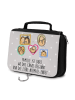 Mr. & Mrs. Panda Kulturtasche Igel Familie mit Spruch in Grau Pastell