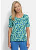 GOLDNER Viskoseshirt mit Blättermuster in grün / blau / gemustert