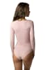 Alkato Damen Langarm Body mit Rundhalsausschnitt blickdicht Rippstoff in rosa
