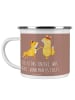 Mr. & Mrs. Panda Camping Emaille Tasse Eheversprechen Liebe Teil... in Braun Pastell