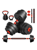 relaxdays Hantelset in Schwarz – 19 kg (Kettlebell, Kurz-/Langhantel)