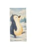 Mr. & Mrs. Panda Saunahandtuch Pinguin mHerzieren Design ohne S... in Eisblau