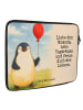 Mr. & Mrs. Panda Laptop Tasche Pinguin Luftballon Design mit Spruch in Weiß