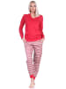 NORMANN Pyjama Schlafanzug lang & Bündchen EthnoLook - 79821 in rot