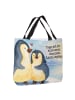 Mr. & Mrs. Panda Einkaufstasche Pinguin umarmen Design mit Spruch in Weiß