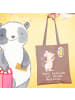 Mr. & Mrs. Panda Tragetasche Maus Dart spielen mit Spruch in Braun Pastell