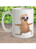 Mr. & Mrs. Panda Camping Tasse Faultier Yoga ohne Spruch in Weiß