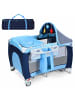 COSTWAY 4 in 1 Reisebett Babywiege Wickeltisch in Blau