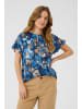 CULTURE Kurzarm-Bluse CUmadi Relaxed fit in Blue Flower Foil