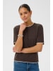 Kaffe Strickpullover KAlizza Regular fit in Seal Brown/Chalk Contrast