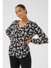 Kaffe Langarm-Bluse KAamber Regular fit in Black/Turtledove Flower Print