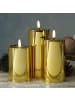 MARELIDA 3x LED Kerze in veschiedenen Größen D: 7,5cm in gold glänzend