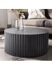 KADIMA DESIGN Runder Sofatisch mit Wellen-Muster, Couchtisch Metall Schwarz 67x67x31 cm