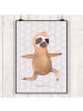 Mr. & Mrs. Panda Plakat Faultier Yoga ohne Spruch in Grau Pastell
