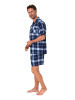 NORMANN Kurzarm Flanell Schlafanzug Shorty Pyjama kariert - 88119 in marine
