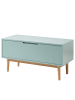 home24 home24 Garderobenbank (1er Set) - Grau - MDF & Massivholz Eiche - 95.0 x 49.0 x 40.0 cm in Mintgrün