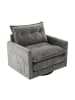 ABRIHOME Loungesessel in Grau 360° drehbar mit Armlehnen und Kissen