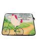 Mr. & Mrs. Panda Laptoptasche Einhorn Radfahrer Design mit Spruch in Weiß