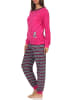NORMANN Frottee Pyjama Schlafanzug langarm Bündchen und BärApplikation - 49987 in pink