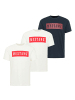 Mustang T-Shirt 3er Pack in 2xWeiß/Dunkelblau