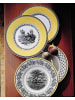 Villeroy & Boch 6er Set Suppenteller Audun Chasse ø 24,2 cm weiß-grau-gelb in weiß-grau-gelb