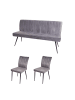 MCW Esszimmer-Set K16 2er-Set Stuhl+Sitzbank, Dunkelgrau