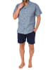 NORMANN kurzarm Schlafanzug Shorty Pyjama zum durchknöpfen in marine