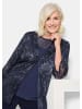 GOLDNER Kurzgröße:  Edle Pailletten-Jacke, V-Ausschnitt in marine
