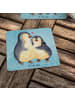 Mr. & Mrs. Panda Getränkeuntersetzer Pinguin umarmen ohne Spruch in Eisblau
