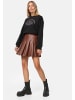 Threadbare Lederimitatrock THB Liz Box Pleated PU Skirt in Braun