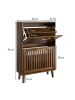 ABRIHOME Schuhschrank in Walnuss 60x35x100 cm mit 2 Klappschubladen für Flur