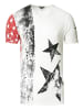 Rusty Neal USA T-Shirt Stars and Stripes V-Neck im Used-Look in Weiß